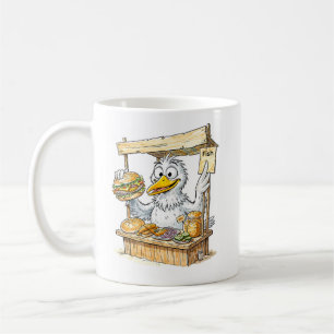Taza De Café Pájaro de cómic en puesto de pescado