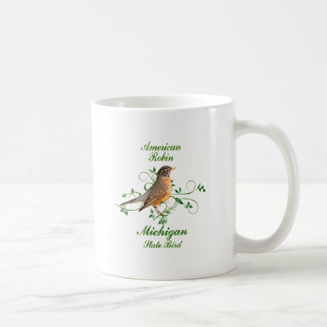 Taza De Café Pájaro de estado de Michigan del petirrojo (Derecha)