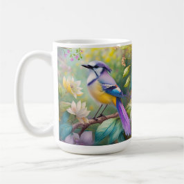 Taza De Café Pájaro de fantasía arrendajo azul violáceo