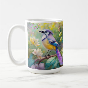 Taza De Café Pájaro de fantasía arrendajo azul violáceo