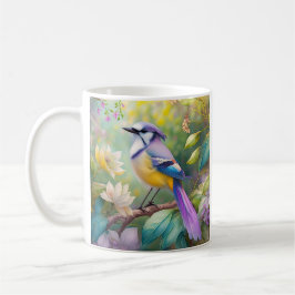 Taza De Café Pájaro de fantasía arrendajo azul violáceo