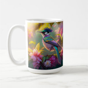 Taza De Café Pájaro de Fantasía Ave Araña Alucinada Creste Azul