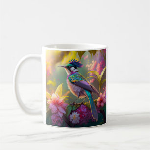 Taza De Café Pájaro de Fantasía Ave Araña Alucinada Creste Azul
