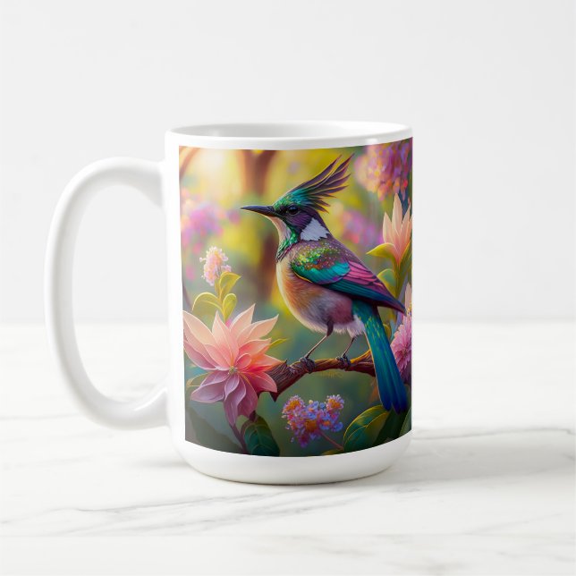 Taza De Café Pájaro de Jay Fantasy con cabeza verde (Izquierda)