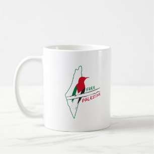 Taza De Café Pájaro de la bandera palestina