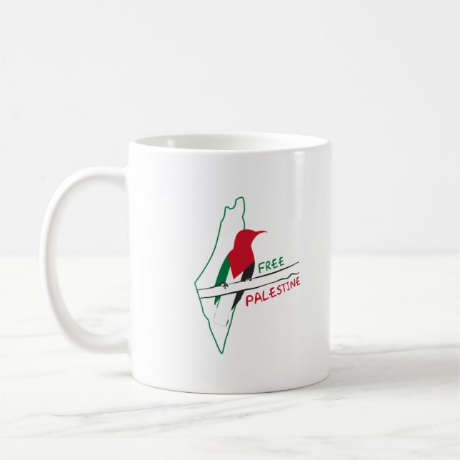 Taza De Café Pájaro de la bandera palestina (Izquierda)