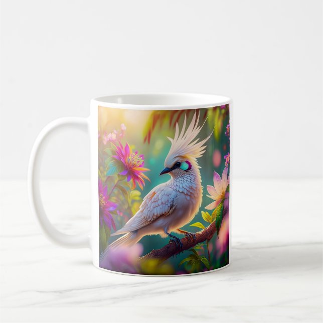 Taza De Café Pájaro de pluma Rubor reposado juvenil palpitando (Izquierda)