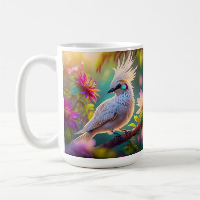 Taza De Café Pájaro de pluma Rubor reposado juvenil palpitando (Izquierda)