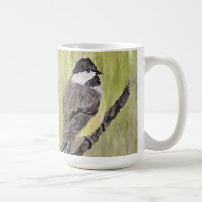 Taza De Café Pájaro de pollo con cubierta negra - pintura acríl (Derecha)