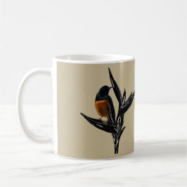 Taza De Café Pájaro de Shama blanco rumado