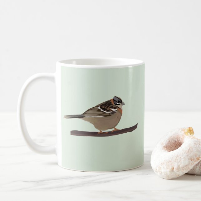 Taza De Café Pájaro de Sparrow coronado (Con donut)