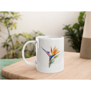 Taza De Café Pájaro del paraíso flor exótica color de agua bril