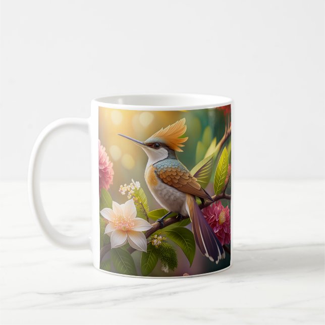 Taza De Café Pájaro Fantasía de Mielero Crestidorado (Izquierda)