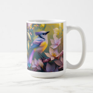 Taza De Café Pájaro Fantasía de Pecho Amarillo con Cresta Viole