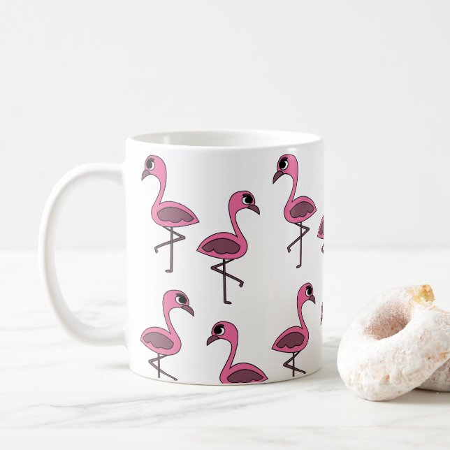 Taza De Café Pájaro Flamingo Rosa (Con donut)