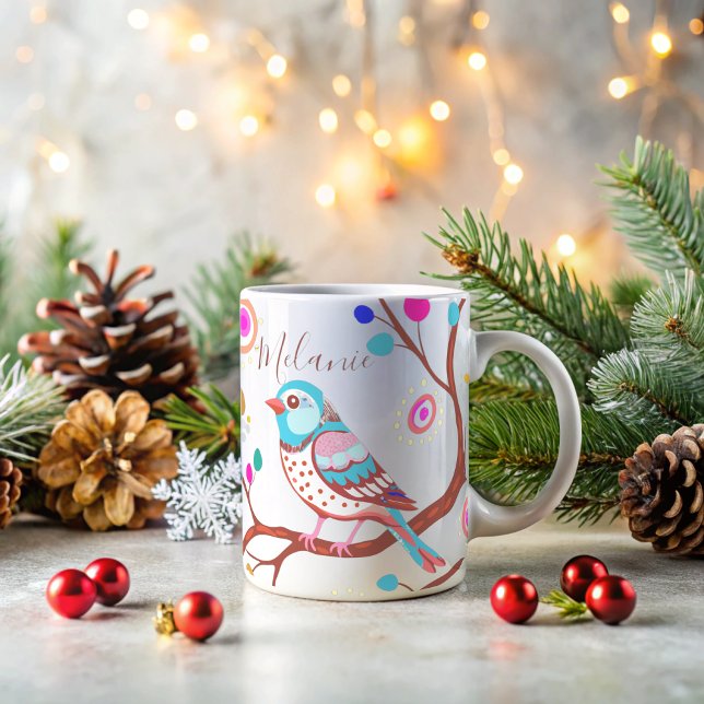 Taza De Café pájaro lindo y colorido moderno (Subido por el creador)