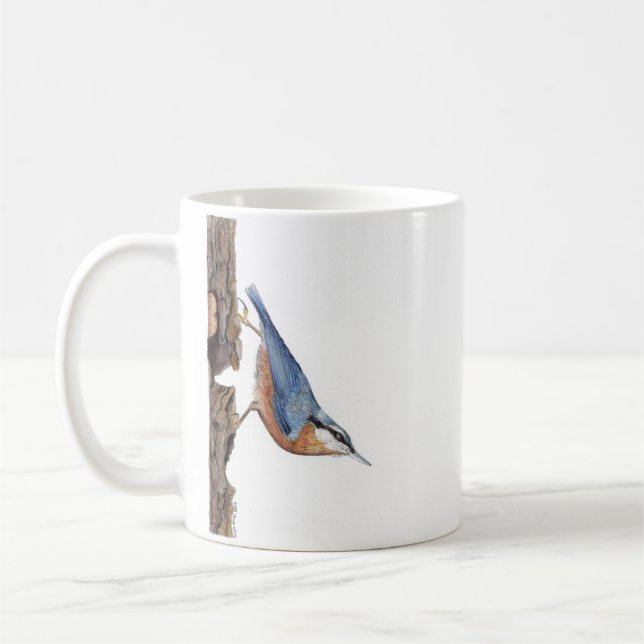 Taza De Café Pájaro nuthatch maderero (Sitta Europaea) Mug (Izquierda)