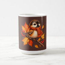 Pájaro Otoñal Adorable con Bufanda Acogedora – Hoj