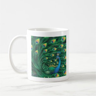 Taza De Café Pájaro Pavo Real Azul