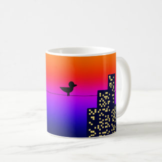 Taza De Café Pájaro pequeño en la ciudad grande