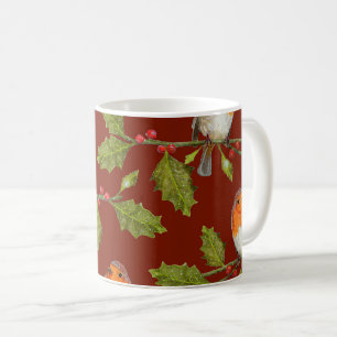 Taza De Café Pájaro Robin de color de agua en el Cojín decorati