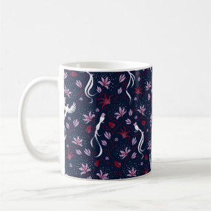 Taza De Café pájaro vintage paradisíaco sin fisuras patrón de r