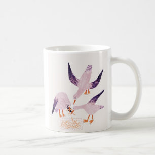 Taza De Café Pájaros Amables Reuniéndose – Escena Caprichosa de