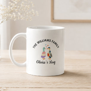 Taza De Café Pájaros de Amor de Ganso Bonito con Nombre
