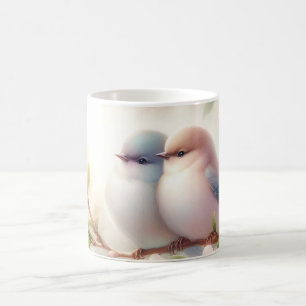 Taza De Café Pájaros de amor de primavera Flor de cerezo floral