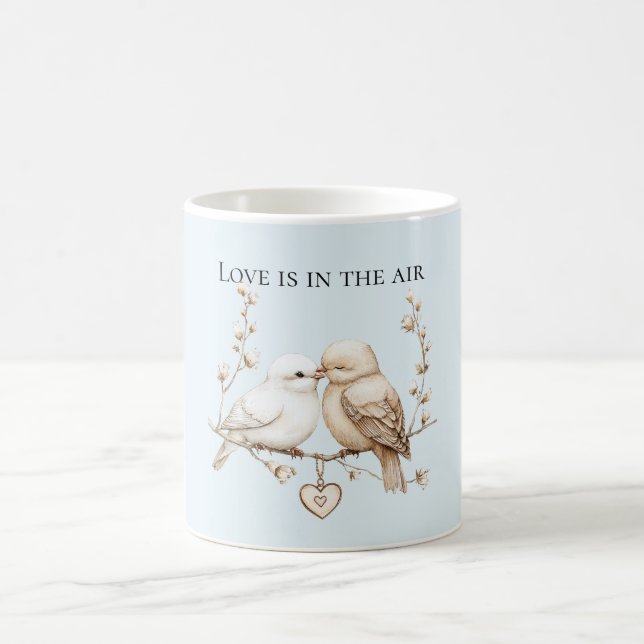 Taza De Café Pájaros de Amor Romántico Corazón  (Centro)