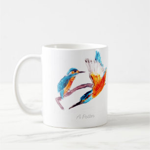 Taza De Café Pájaros de Arte Colorido Martín Pescadores