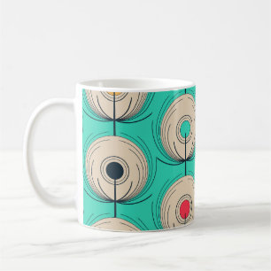 Taza De Café Pájaros de pavo real: Fantasía de marfil azul.