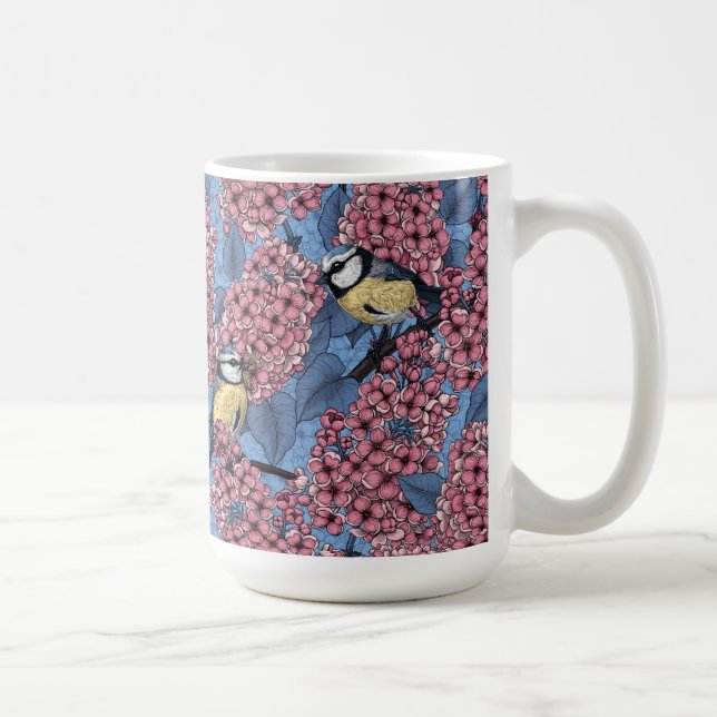 Taza De Café Pájaros en el jardín de lilas (Derecha)