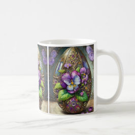 Taza De Café Pájaros en flor violan el huevo de Pascua