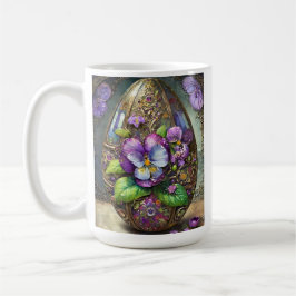 Taza De Café Pájaros en flor violan el huevo de Pascua