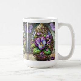 Taza De Café Pájaros en flor violan el huevo de Pascua