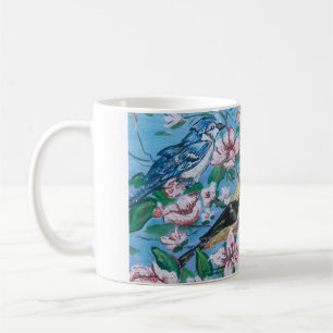 Taza De Café Pájaros en la naturaleza azul