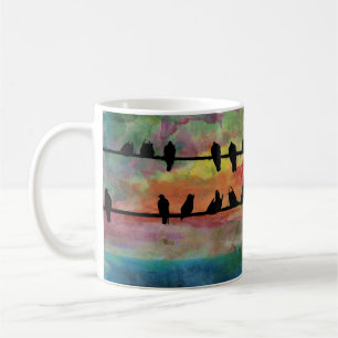 Taza De Café Pájaros en un alambre