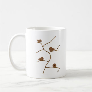 Taza De Café Pájaros marrones. 茶 色 の 小 鳥 達