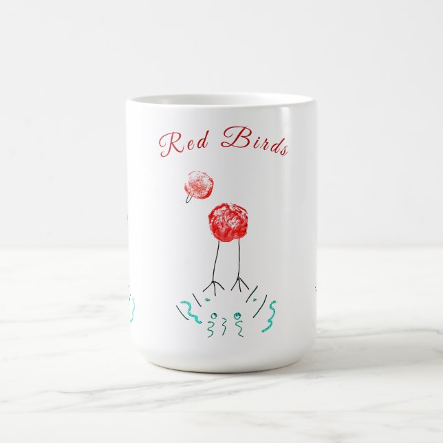 Taza De Café Pájaros rojos - caprichosos - ilustraciones (Centro)