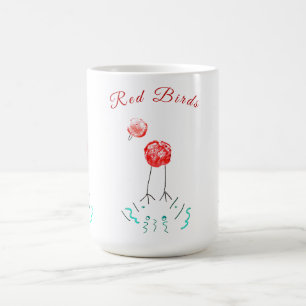 Taza De Café Pájaros rojos - caprichosos - ilustraciones