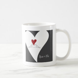 Taza De Café Pájaros rojos del corazón en moderno rústico del