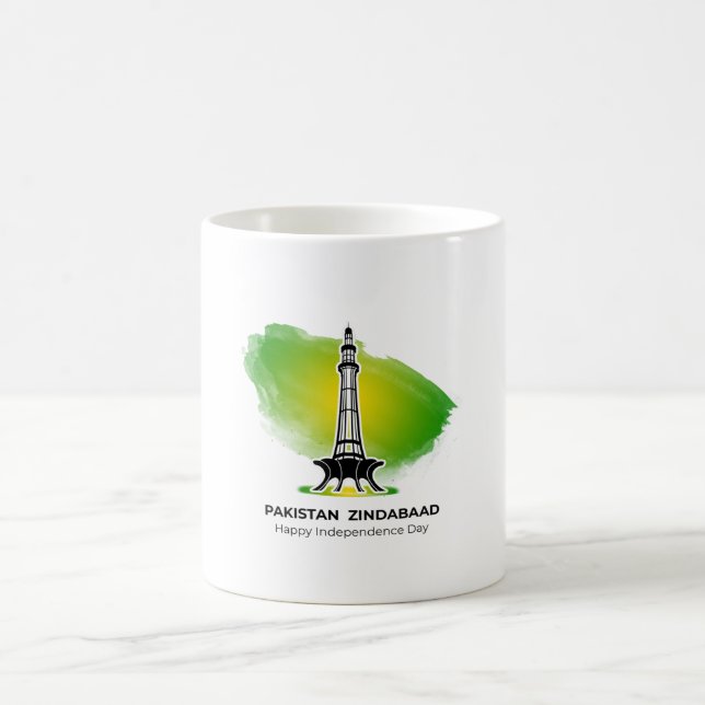 Taza De Café Pakistán Zindabad Minare Día de la Independencia d (Centro)