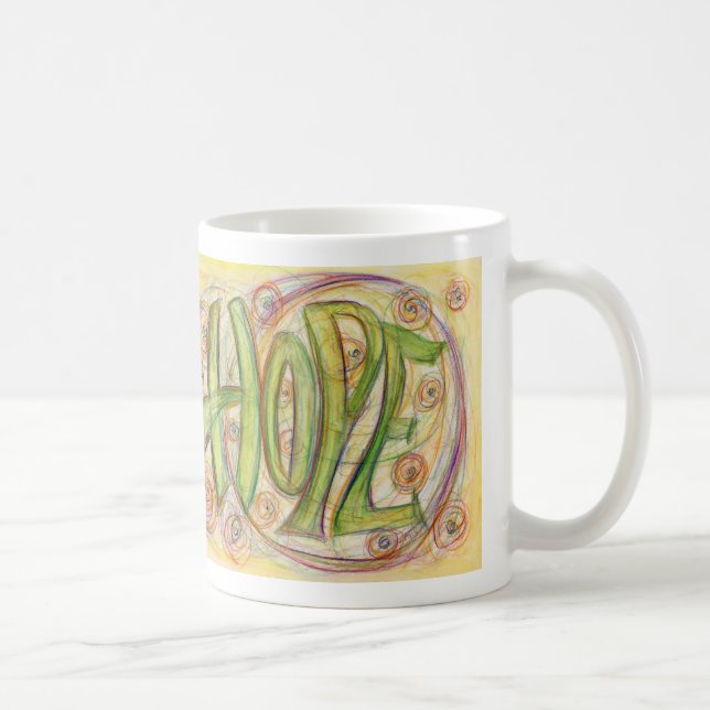 Taza De Café Palabra de esperanza inspiradora Arte Café Mugs (Derecha)