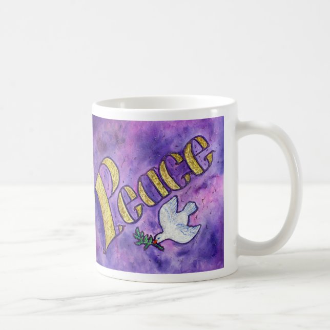 Taza De Café Palabra de paz inspiradora Arte Café Mugs (Derecha)