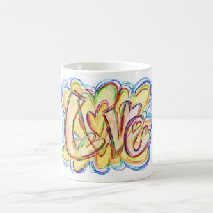Taza De Café Palabra inspiradora Love Heart Art Mug