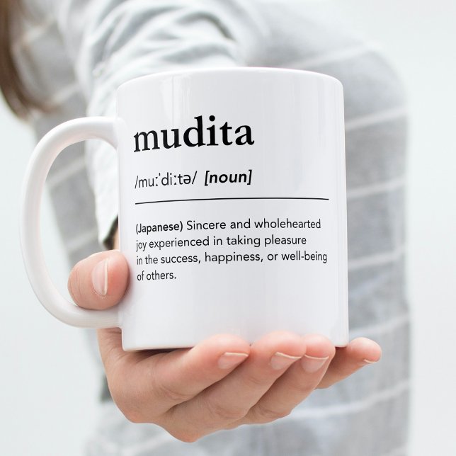 Taza De Café Palabra japonesa de definición de Mudita (Subido por el creador)