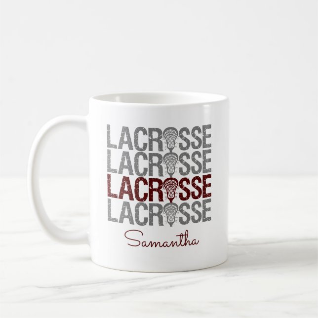 Taza De Café Palabra Lacrosse con molestias de marrón (Izquierda)