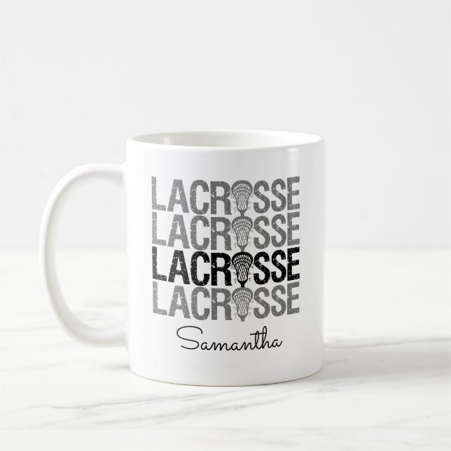Taza De Café Palabra Lacrosse con problemas negros (Izquierda)