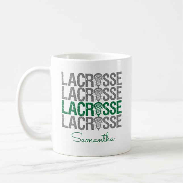 Taza De Café Palabra Lacrosse con problemas verdes (Izquierda)